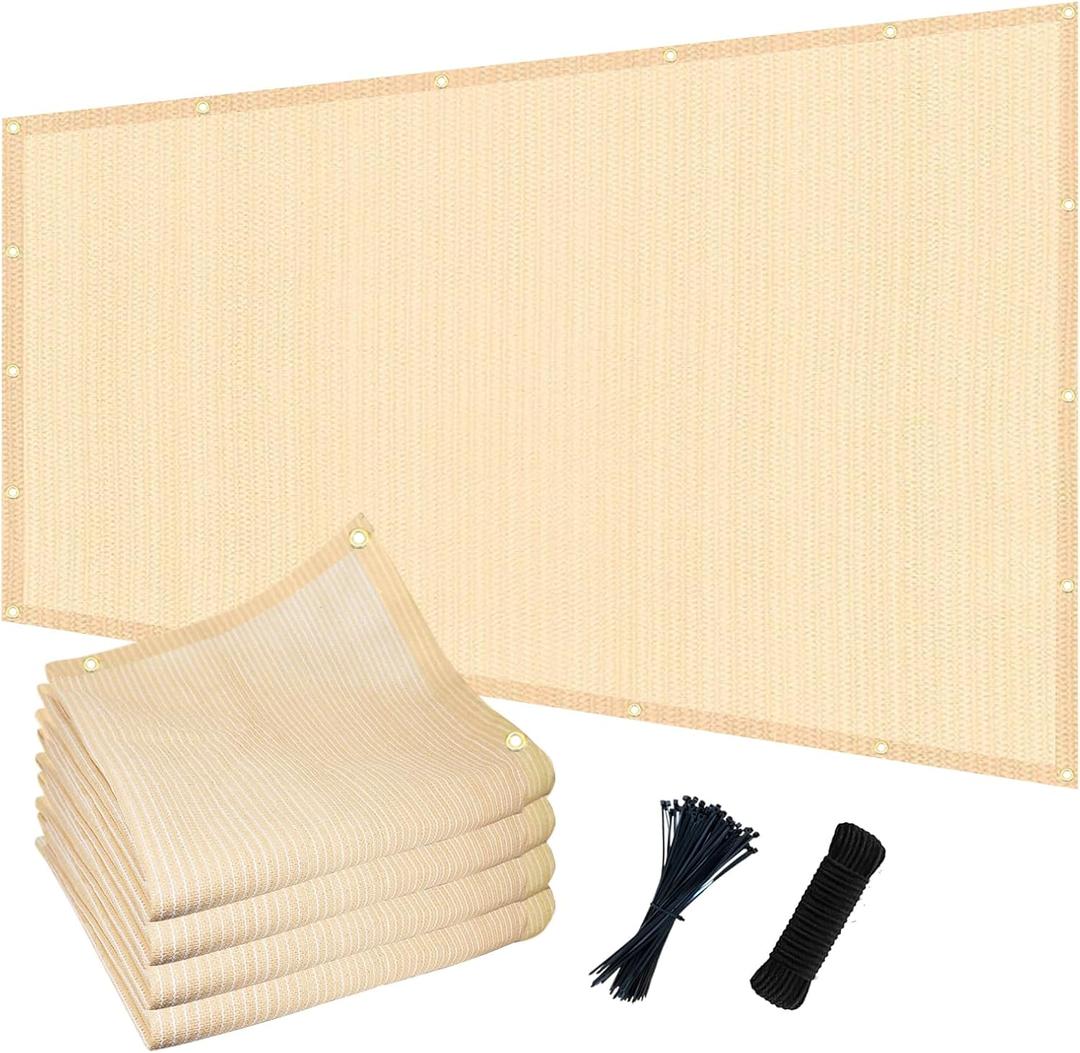 POYEE 90% Sun Shade Cloth with Grommets, 12' x 24' Pergola Shade Cover UV Block & Heat Resistant Patio Canopy for Outdoor Garden, Deck, Backyard - 200GSM Reinforced HDPE Fabric, Beige