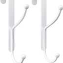 niffgaff Over Door Hook 2-Pack - Heavy Duty Door Hook with Support Pads, No Drilling Required, Anti-Rust Door Hanger, 6.5 Inches Tall, Fits Interior Doors Up to 1 Inches Thick, Alloy Metal, White