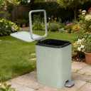 Dog Poop Trash Can Outside with Lid,7L/1.8Gal Outdoor Dog Poop Wast Trash Can Bucket with Step Pedal,Outdoor Pet Waste Container-(Include 75 Waste Bags)-Ideal for Yard,Porch-Sage Green