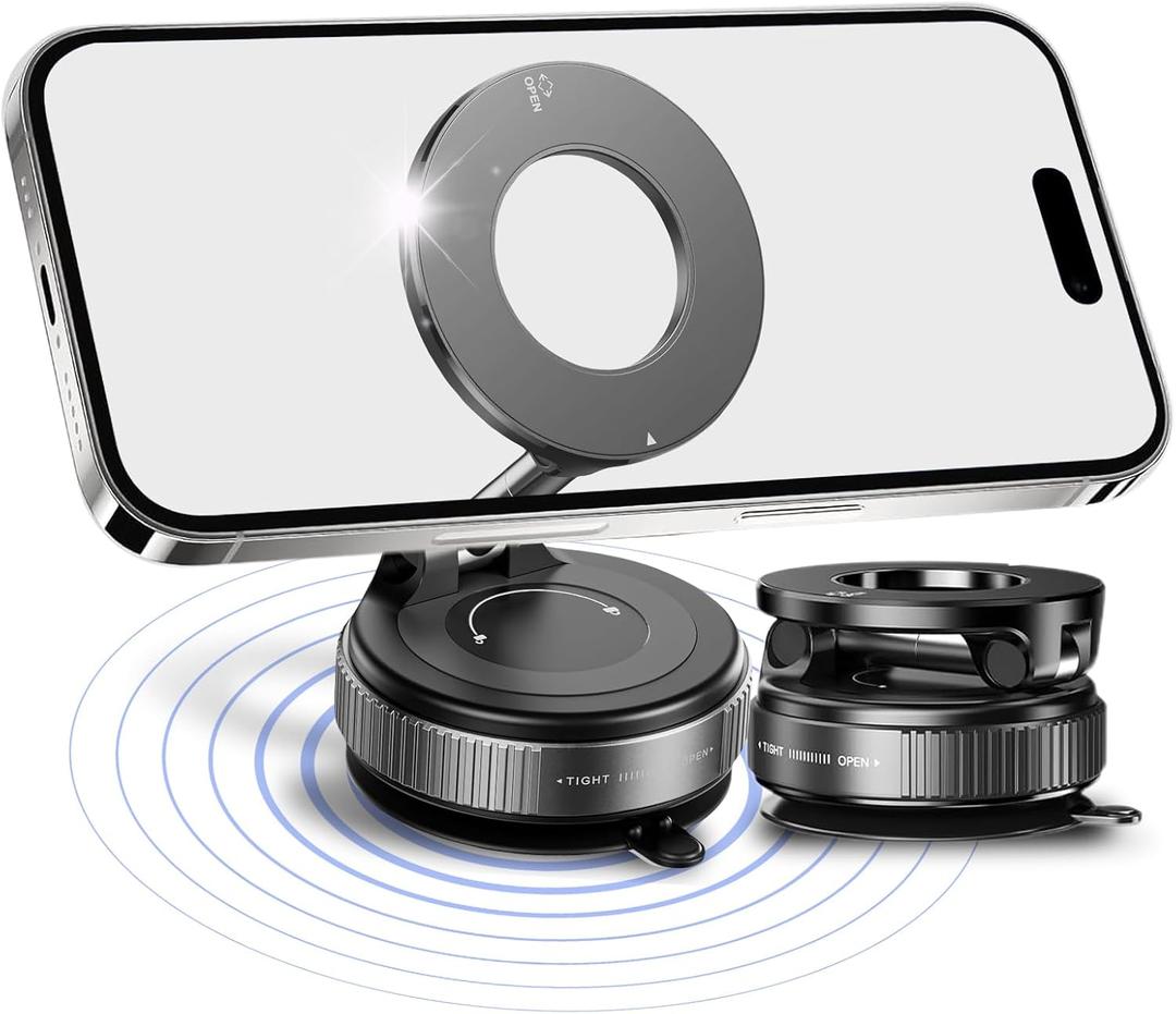 Upgraded Magnetic Phone Mount for Car  Suction Cup Magnet Phone Holder Compatible with iPhone 16/15/14/13/12 Series and MagSafe, Magnetic Car Mount for Android & iPhone