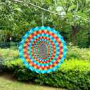 3D Wind Spinner Rainbow Mandala Stainless Steel Metal Wind Spinner Kinetic Metal Art Multi-Color Geometric Pattern Hanging Ornament for Yard Garden Patio