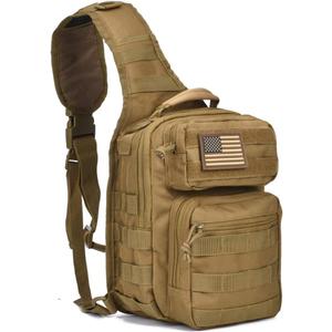 GEAR Tactical Sling Bag Pack Military Rover Shoulder Sling Backpack Molle Assault Range Bag Everyday Carry Diaper Bag Day Pack Tan Small