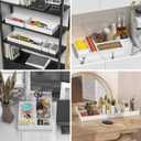 Lixple Bamboo Drawer Organizer, Extra Large Silverware Organizer for Kitchen Drawer, Stackable Utensil Organizer, 2 Pcs Toilet Tank Topper Tray, Wooden Toilet Paper Basket (White, 17 X 6 X 2 Inch)