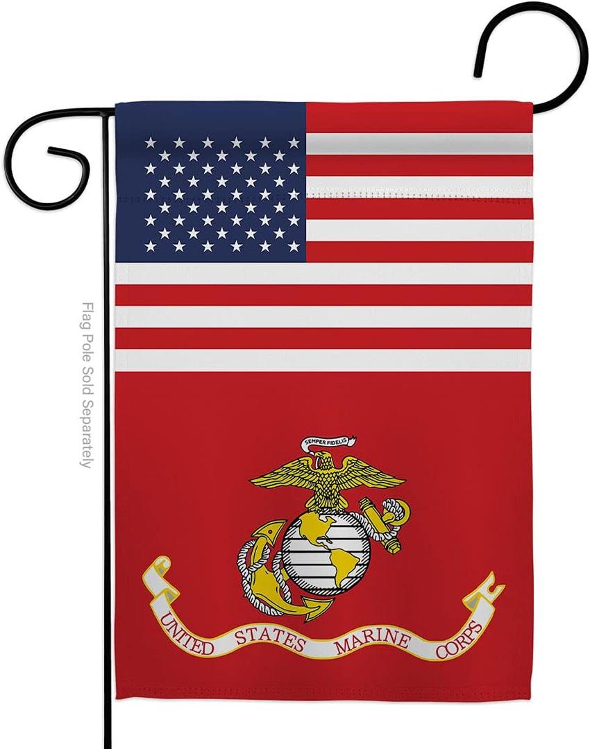 US Marine Corps Garden Flag - Armed Forces USMC Semper Fi United State American Military Veteran Retire Official - House Decoration Banner Small Yard Gift Double-Sided Made in USA, 13 X 18.5