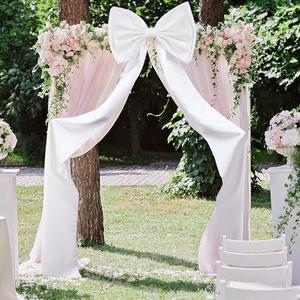 Wavwavw Giant Bow Decoration, Big Bows for Backdrop 75x18 Inch,Bow Themed Room Decor,Large Satin Decorative Bows for Wedding Engagement Bachelorette Baby Shower Bridal Christmas(White,Satin)