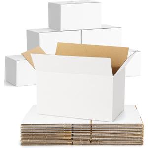 40-Pack-Small-Shipping-Boxes-10x6x6, Corrugated-Cardboard-Boxes-for-Packaging-Small-Business, White-Boxes-Mailers