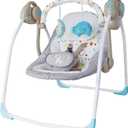 Baby Swings for Infants to Toddler, Electric Baby Swings for Newborn, Baby Swing with Intelligent Music Vibration Box, Portable Baby Swing Load Resistance: 6-25 lb, Applicable Object: 0-9 Months (D93883 White gray)