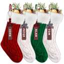 XIMISHOP 6PACK Christmas Stockings,18Inches Large Cable Knitted Stocking Personalized Xmas Hanging Stocking Decorations with Name Tags for Holiday Christmas Party Family Decor, Green Red White
