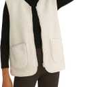 Zhiyouni Women's Fuzzy Fleece Vest Casual Sleeveless Sherpa Jacket Coat Gilet with Pockets (Medium, Beige)