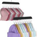 2 Pack Hat Hangers for Closet,Wooden Hat Rack with 10 Metal Clips for Saving Space, Hat Organizer for Baseball Caps,Skullies,Beanies,Visors(Black)