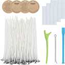 CandMak Candle Wick Kit - 60 Cotton Wicks with Candle Making Tools (Thick 4"+6"+8")