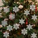 36 Pcs Snowflakes-Christmas Tree Decorations, Winter Crocheted Snowflake Bulk Silver White Hanging Ornaments Snowflake Ornament for Winter Decorations Tree Wall Holiday Party Woven Gift 3 Styles