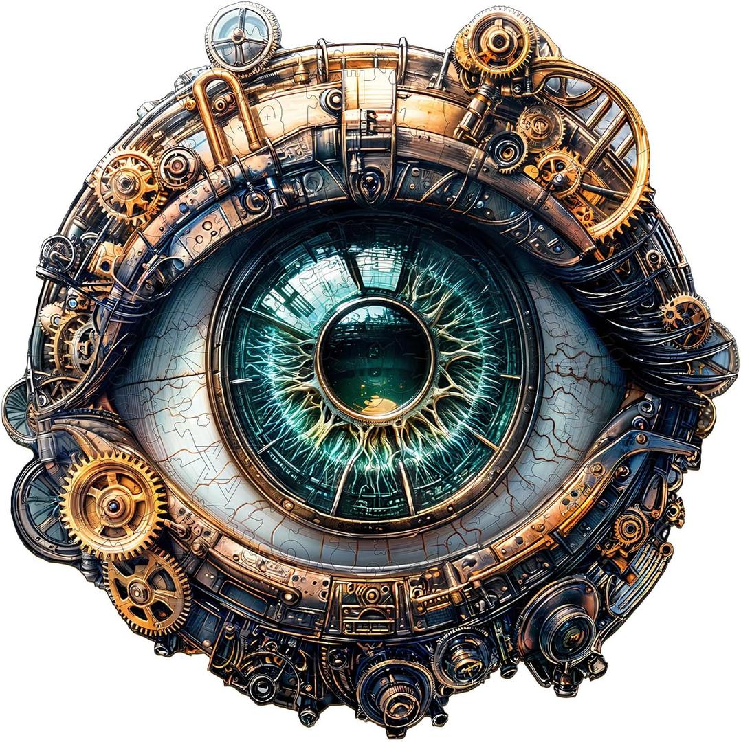 Wooden Puzzles for Adults - Mechanical Eyes Wooden Jigsaw Puzzle, Unique Animal Shaped Wood Puzzles Adult, Christmas Birthday Gifts for Friends/Family, Home Decor 8.5 * 8.5in 100pcs (Small)