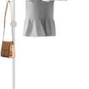 Tenkovic Metal Coat Rack Freestanding, Coat Rack Stand with Heavy-weight Natural Marble Base, 67” Coat Hanger Stand with 3 Hooks for Bedroom, Office, Hallway, Entryway, Living Room (White)