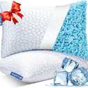 QUTOOL Cooling Pillows for Sleeping 2 Pack, Shredded Memory Foam Bed Pillows Queen Size Set of 2, Gel Pillows for Hot Sleepers Cool Pillow for Side Back and Stomach Sleepers, Cold Pillows, Supportive (Queen(2 Pack)-20'*30', White-cooling Basic)