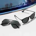 STGATN 2 Packs Round & Aviator Polarized Sunglasses for Women Men UV400 Protection (B. Round Matte Black/Grey + Aviator Black/Grey)