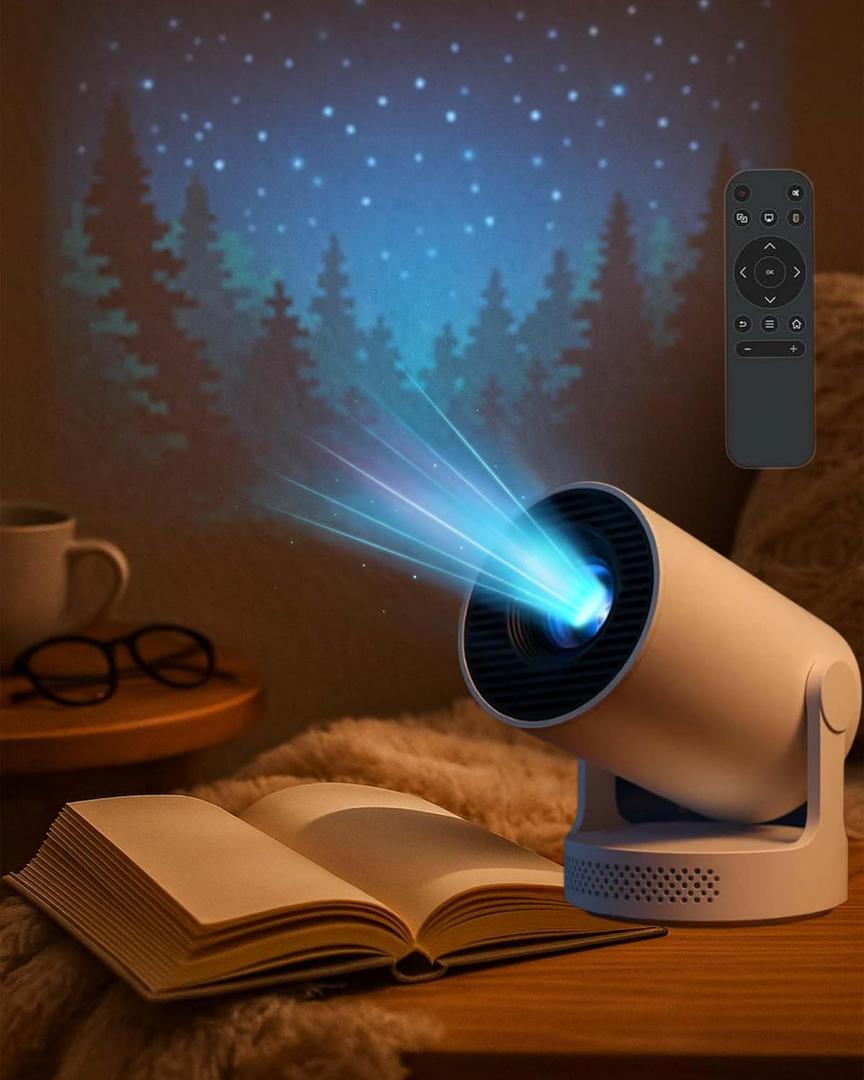 4k Portable Projector, Reading Projector with Wifi 6 & Bluetooth 5.4, Portable 4k Projector Auto Keystone, Rotatable, Home Theater for Movies, Gaming & Travel