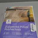 Ultra Soft Pillow Protectors with Zipper King Size - Set of 4 Breathable Pillow Covers - 100% Protection Against Stains, Dust & Dirt - Machine Washable (White)