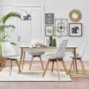 OLIXIS Dining Chairs Set of 8 Kitchen Mid Century Modern Chairs with Wood Legs and PU Leather Cushion for Living Room Bedroom Outdoor Lounge, White, 22.83 "W x 20.47 "D x 32.87 "H
