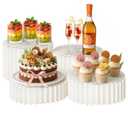 Forpaprepp 6 Pack Buffet Risers, Food Risers for Buffet Table, Reusable Foldable Display Risers for Party Catering Dessert Collectibles Wedding, Birthday Decor with Acrylic Plates(White)