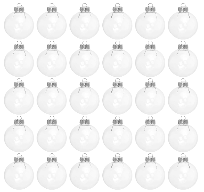 FUNSUEI 30 PCS 3.15 Inch Clear Plastic Christmas Ornaments Balls for Crafts Fillable, Fillable Christmas Ornaments Balls, Halloween, Birthday, Wedding, Craft Decor