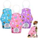 Dog Diapers Sanitary Panties with Adjustable Suspender 3 Pack Washable Reusable Dog Period Panties Pet Underwear Diaper Jumpsuits for Female Dogs in Heat Period, Cute Dog Paw Pattern, L