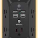 Black Multi Plug Outlet, HANYCONY Outlet Extender with 4 USB Ports (2 USB C) and Night Light, 1050J Surge Protector, Wall Mount, Outlet Splitter for Bathroom Kicthen Camper Dorm Room Essentials