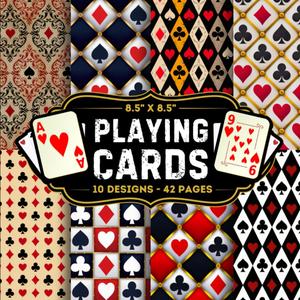 Playing Cards Scrapbook Paper: 10 Of Playing Cards Craft Papers 8.5" x 8.5" For Scrapbooking, Mixed Media, Origami, Wrapping Paper, Junk Journaling, Decoupage, DIY, Card Crafting, And More