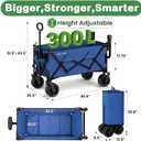 BEAU JARDIN Folding Push & Pull Beach Wagon 500 lbs Collapsible Foldable Wagons with Push Handle All Terrain Wheels Grocery Utility Camping Skiing Ice Fishing Sports Garden Wagon Cart Blue