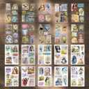 2 x MARCADORUS Scrapbook Sticker, 20 Sheets Flower Stickers, Journaling Stickers Featuring Windmills, Stamps, Cars, for Journals, Planners, Collage, Scrapbook Supplies for Holidays and Special Occasions. (5.7 x 8.2 Inch, 20 Sheets, Romantic Purple)