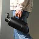 CIVAGO 64 oz Insulated Water Bottle Jug with Straw and Handle, Half Gallon Stainless Steel Water Flask, Large Sports Metal Water Bottle with Straw Lid (3 Lids), Big Thermal Mug Cup, Navy Blue