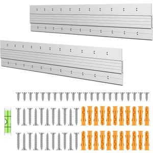 Uniclife 2 Pairs 24 Inch French Cleat Hanger 150 lbs Load Heavy Duty French Cleat Picture Hanger Aluminum Alloy Mirror Hanging Hardware Wall Mounting Bracket Interlocking Z Bar Clip with Bubble Level