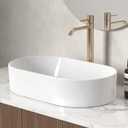 KES Bathroom Sink, White Vessel Sink for Bathroom, Oval Above Counter Ceramic Countertop Modern Sink for Cabinet Lavatory Vanity, BVSO126, 20.7" x 12"