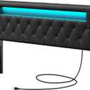 GREENSTELL Headboard for Full Size Bed with 60,000 DIY Color of LED Light, USB & Type C Post, Attach Frame, Height Adjustable, Black Wall Mounted Head Boards Only, Sturdy & Stable, Comfortable, Full