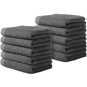Yoofoss Luxury Washcloths Towel Set 10 Pack Baby Wash Cloth for Bathroom-Hotel-Spa-Kitchen Multi-Purpose Fingertip Towels and Face Cloths 10'' x 10'' - Dark Grey