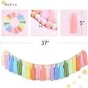 DrCor Pastel Rainbow Tassel Garland Boho Classroom Decor for Back to School, Baby Shower, Party Banner for Nursery, Kids Room, Birthday or Graduation Decoration, 15 feet