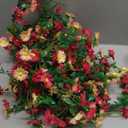 4 Pack Spring Flower Garland, 27.2 Ft Silky Artificial Pink Garland with Pink Daisy and Vine, Floral Garlands Decoration for Room Wall, Flower Themed Party, Wedding Supplies