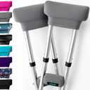 Vive Premium Crutch Pads & Hand Grips - Comfortable, Breathable, Machine Washable Padding - Moisture Wicking & Odor Reducing Pillow Accessory Covers for Adult & Youth Walking Crutches (Gray)