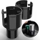 Car Cup Holder Expander, Cup Holder Extender Adapter for Car, 2 in 1 Cup Holder Insert with Expandable Base, Fits Yeti, Hydroflask, Large Water Bottles 10-46 OZ, Black