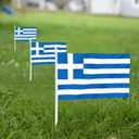 2 x Anley Greece Mini Flag 12 Pack - Hand Held Small Miniature Greek Flags on Stick - Fade Resistant & Vivid Colors - 5x8 Inch with Solid Pole & Spear Top