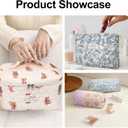 Quilted Makeup Bag,Large Cosmetics Bag Set,Cotton Coquette Floral Make up Pouch,Travel Toiletry Bag for Women (3pcs, Park)