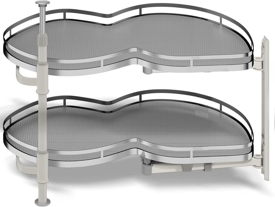 Blind Corner Cabinet Pull Out Organizer, Soft Close Swing Right Pull Out Cabinet Organizer 30inch, Corner Cabinet Lazy Susan for Blind Shelf, 2 Tiers Tray, Adjustable Height