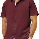 JEKAOYI Men's Button Down Dress Shirts Short Sleeve Casual Shirts Wrinkle Free Business Shirt Stain Sheild, S