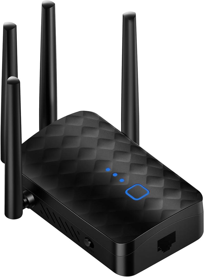 WiFi Extender Signal Booster, WiFi Booster Dual Band 5.8GHz&2.4GHz, Covers Up to 10000 Sq.ft, 1.2Gbps WiFi Repeater with One Ethernet Port, One-tap Setup