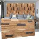 OUZUGIE 4 PCS Faux Stone Wall Panel 47.2 x 23.6 Interior Exterior Wall Decor 3D PU Panel with Brick Stone Design Light Brown