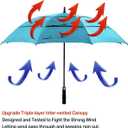 LANBRELLA Golf Umbrella Windproof Stick Umbrella Triple-layer Inter-vented Canopy Vented Auto Open 62 Inch
