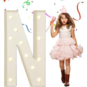 eufony Marquee Letters 4 Feet Tall, 4 FT Marquee Light Up Letters, Giant Light Up Letters 4FT for Birthday Party Baby Shower Gender Reveal Graduation Decorations, Letter N with LED Lights DIY Kit