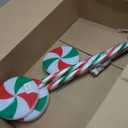 4 Pack 27.5" Lollipop Peppermint Christmas Pathway Lights Outdoor with Bows, Green Red White 80 LED Candy Cane Lights 8 Modes Timer Waterproof, Walkway Markers for Xmas Outsides Garden Yard Decoration