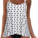 SUUKSESS Women Ruffle High Waisted Tankini Swimsuit Tummy Control Bathing Suit (White, L)