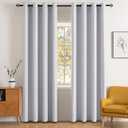 MIULEE Room Darkening Curtains, Chirstmas Thermal Insulated Drapes Solid Window Treatment Set Grommet Top Light Blocking Blackout Curtain for Bedroom 2 Panels 52 x 84 inch Greyish White